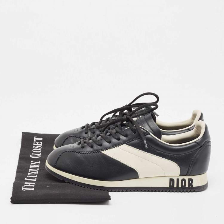 Pre Owned Dior Black/White Leather Diorun Sneakers Size 38
