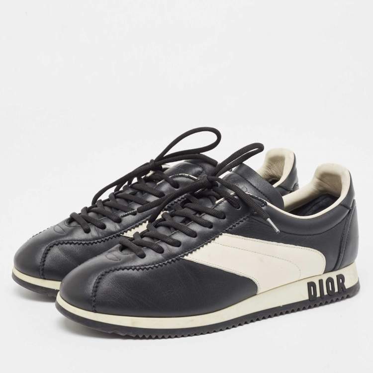Pre Owned Dior Black/White Leather Diorun Sneakers Size 38
