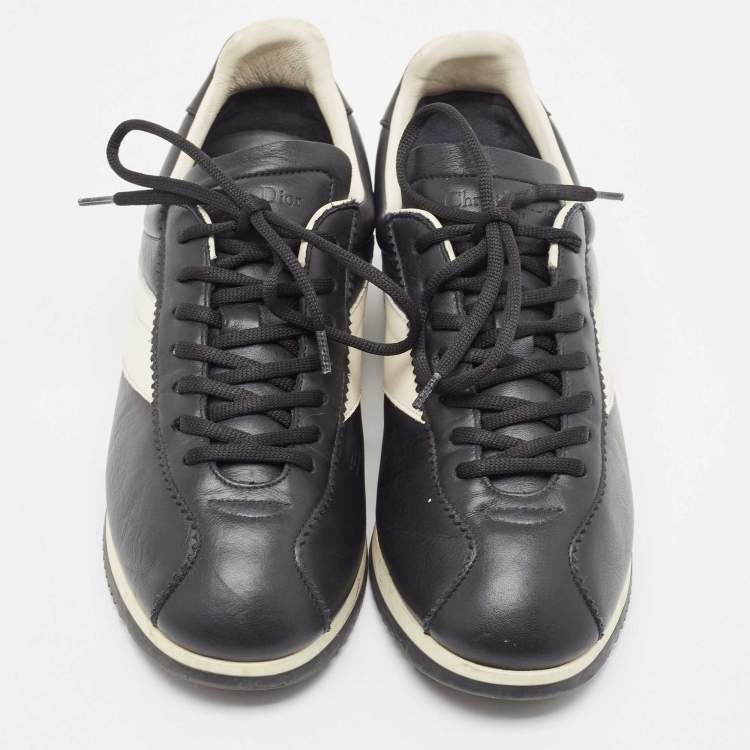 Pre Owned Dior Black/White Leather Diorun Sneakers Size 38