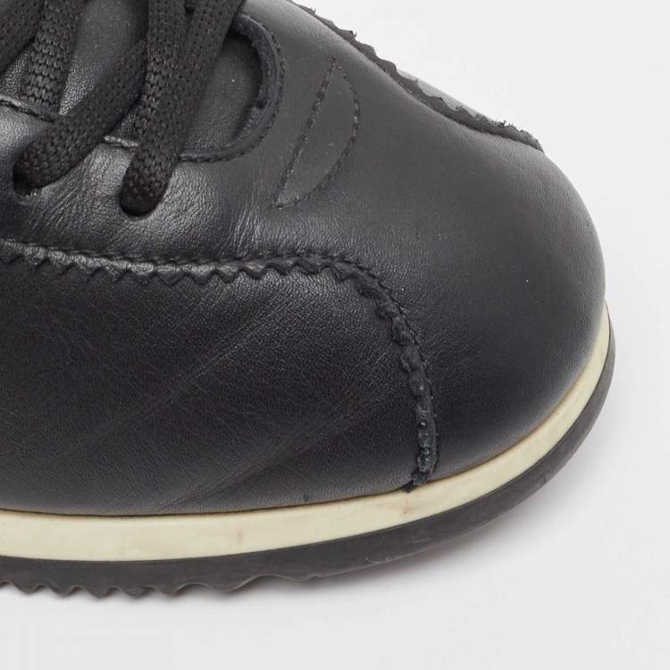 Pre Owned Dior Black/White Leather Diorun Sneakers Size 38