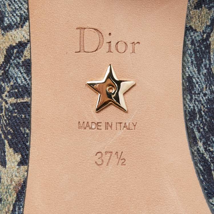 Pre Owned Dior Blue Printed Canvas Idylle Pumps Size 37.5