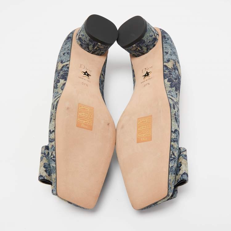 Pre Owned Dior Blue Printed Canvas Idylle Pumps Size 37.5