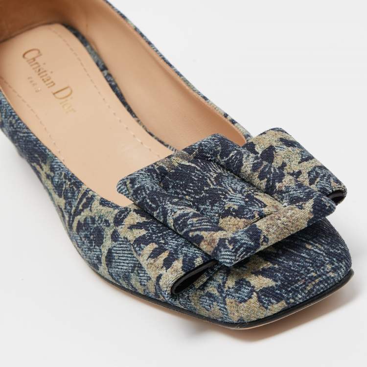 Pre Owned Dior Blue Printed Canvas Idylle Pumps Size 37.5