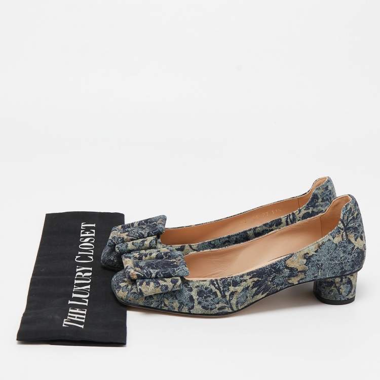 Pre Owned Dior Blue Printed Canvas Idylle Pumps Size 37.5
