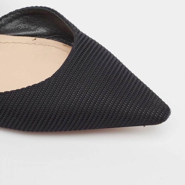 Pre Owned Dior Black Canvas and Leather D-Dior Flat Mules Size 38.5