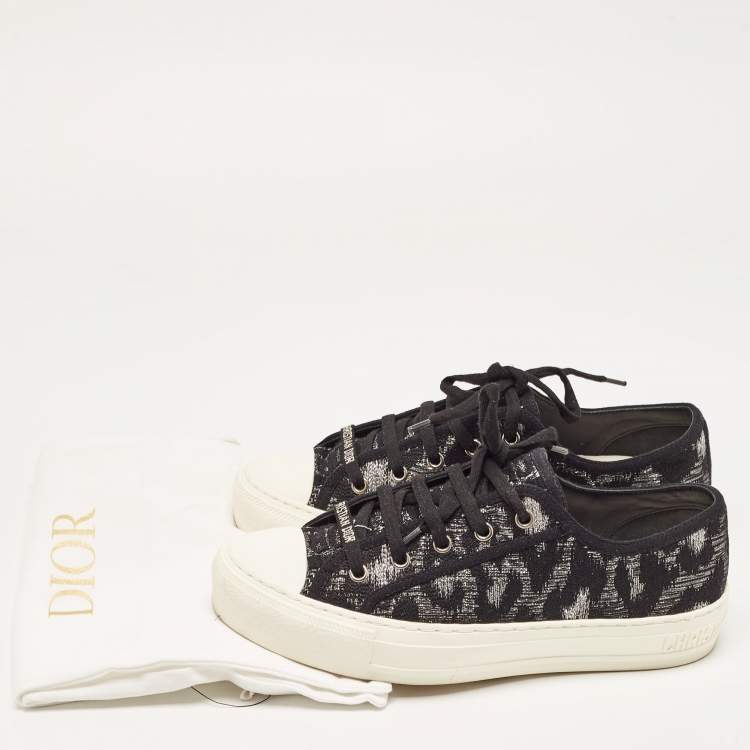 Pre Owned Dior Black/Silver Canvas Walk'n'Dior Low Top Sneakers Size 38.5