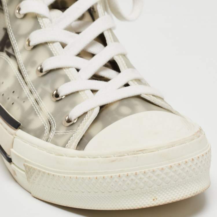 Pre Owned Dior Black/White Oblique Mesh B23 High Top Sneakers Size 36