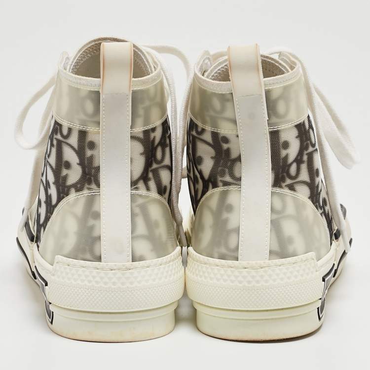 Pre Owned Dior Black/White Oblique Mesh B23 High Top Sneakers Size 36