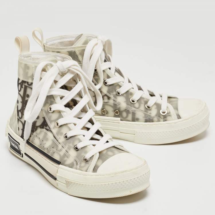 Pre Owned Dior Black/White Oblique Mesh B23 High Top Sneakers Size 36