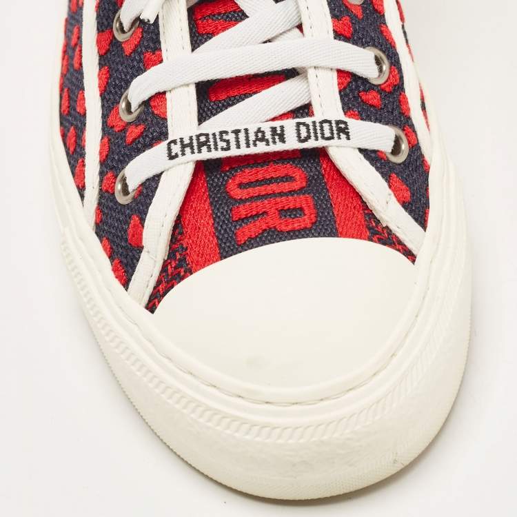 Pre Owned Dior Black/Red Canvas Walk N Dior Pop Heart Sneakers Size 39