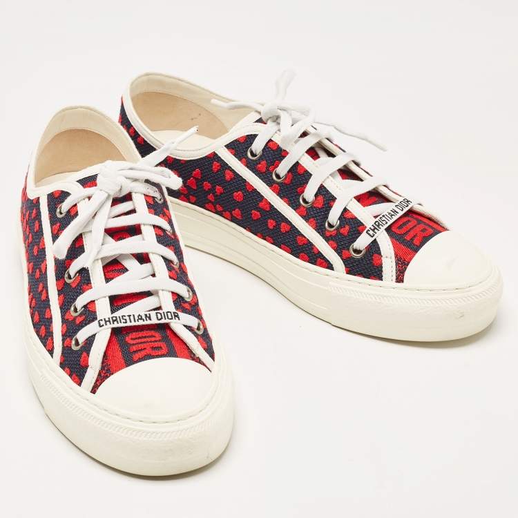 Pre Owned Dior Black/Red Canvas Walk N Dior Pop Heart Sneakers Size 39