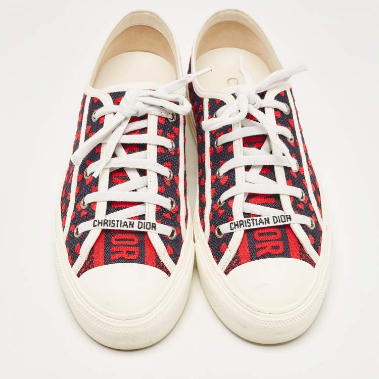 Pre Owned Dior Black/Red Canvas Walk N Dior Pop Heart Sneakers Size 39