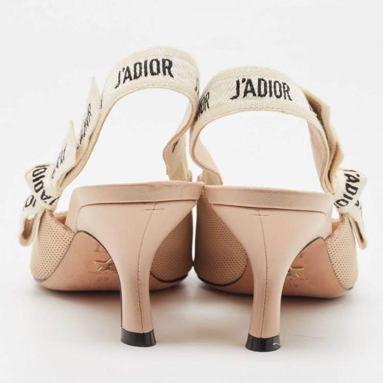 Pre Owned Dior Beige Technical Fabric J'adior Slingback Pumps Size 38