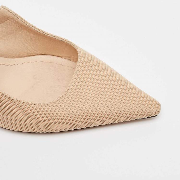 Pre Owned Dior Beige Technical Fabric J'adior Slingback Pumps Size 38