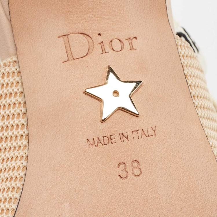 Pre Owned Dior Beige Technical Fabric J'adior Slingback Pumps Size 38