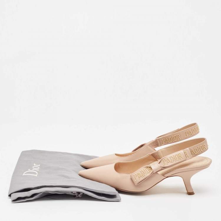 مملوكة مسبقًا Dior Beige Leather J'Adior Slingback Pumps Size 37