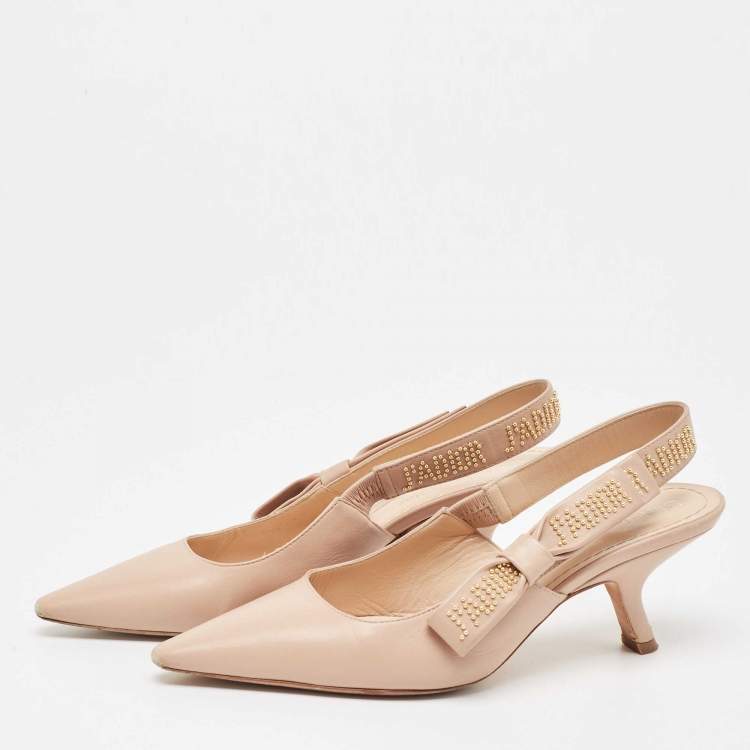 مملوكة مسبقًا Dior Beige Leather J'Adior Slingback Pumps Size 37