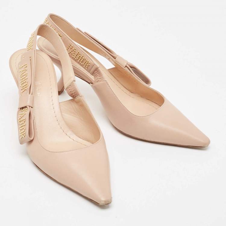 مملوكة مسبقًا Dior Beige Leather J'Adior Slingback Pumps Size 37