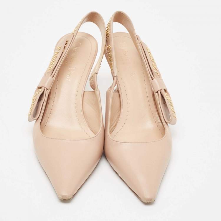 مملوكة مسبقًا Dior Beige Leather J'Adior Slingback Pumps Size 37