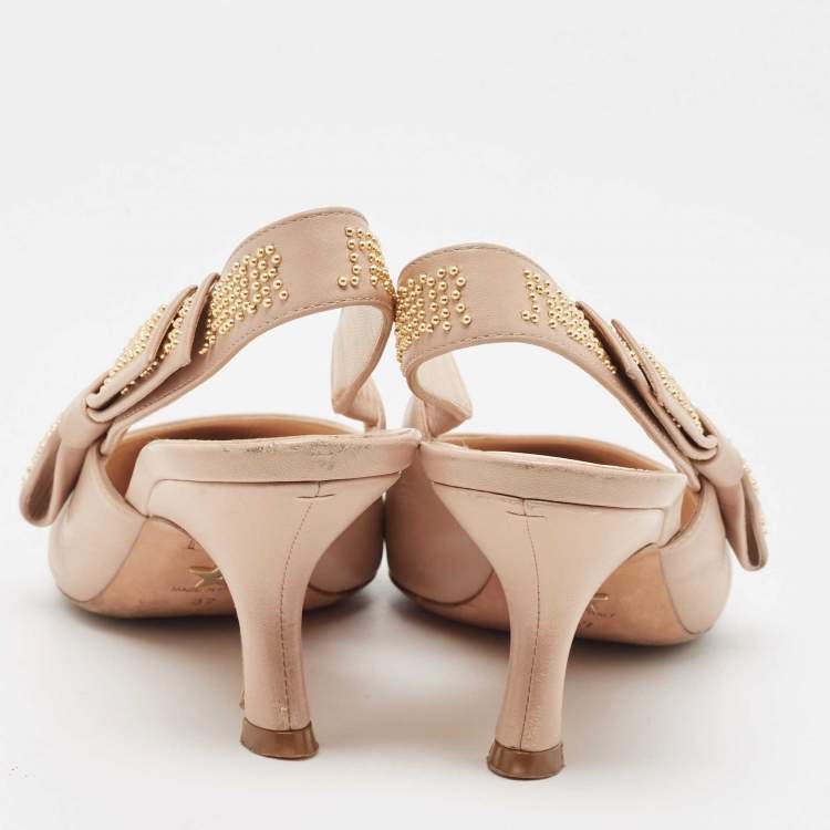 مملوكة مسبقًا Dior Beige Leather J'Adior Slingback Pumps Size 37