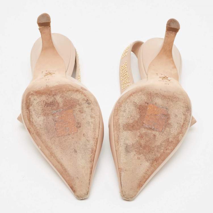 مملوكة مسبقًا Dior Beige Leather J'Adior Slingback Pumps Size 37