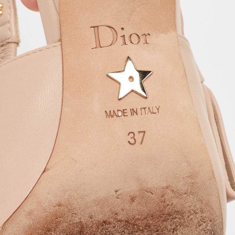 مملوكة مسبقًا Dior Beige Leather J'Adior Slingback Pumps Size 37