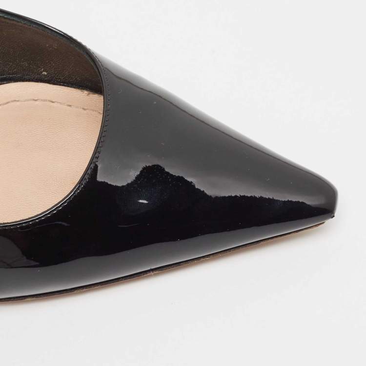 Pre Owned Dior Black Patent J'Adior Slingback Pumps Size 36.5