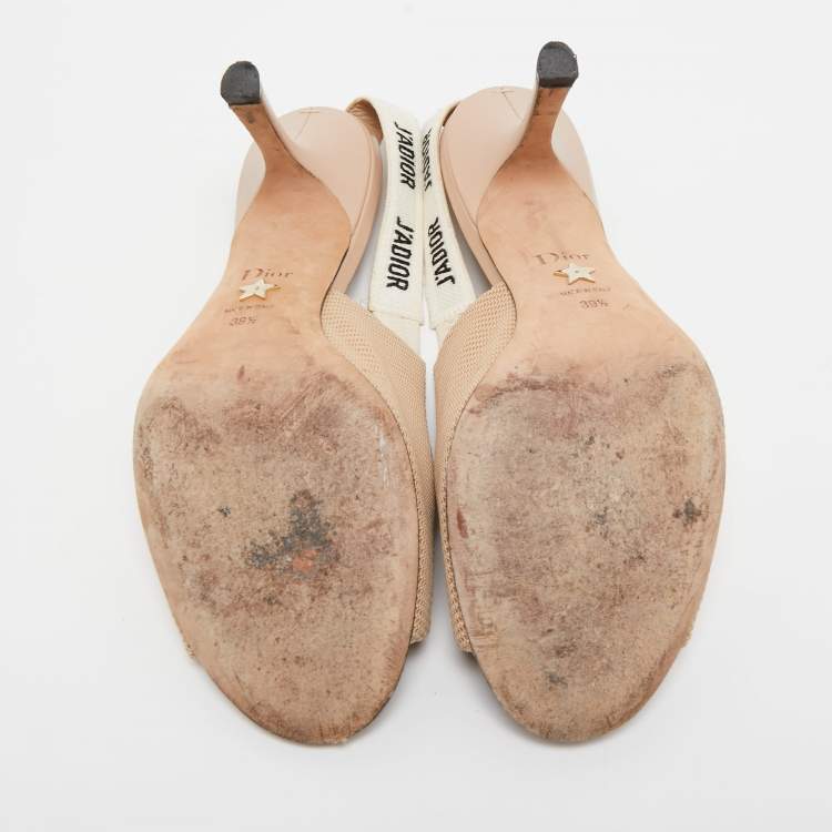 Pre Owned Dior  Beige Canvas J'Adior Slingback Pumps Size 39.5