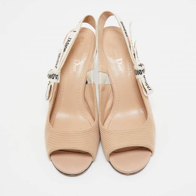 Pre Owned Dior  Beige Canvas J'Adior Slingback Pumps Size 39.5