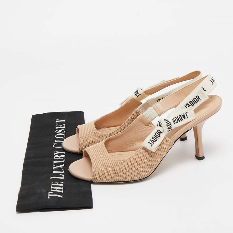 Pre Owned Dior  Beige Canvas J'Adior Slingback Pumps Size 39.5