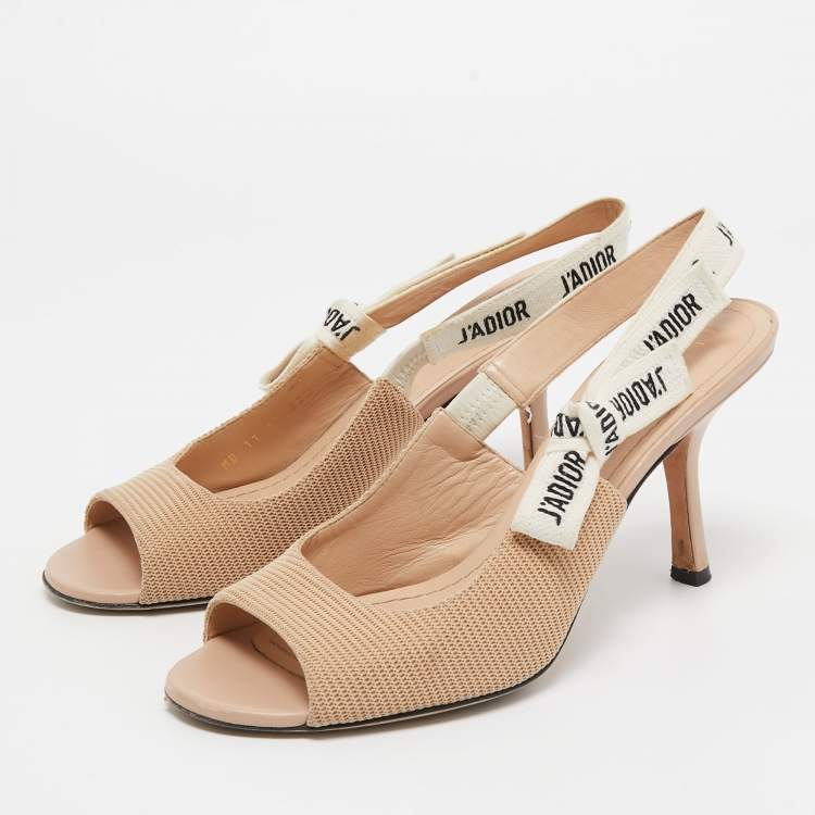 Pre Owned Dior  Beige Canvas J'Adior Slingback Pumps Size 39.5