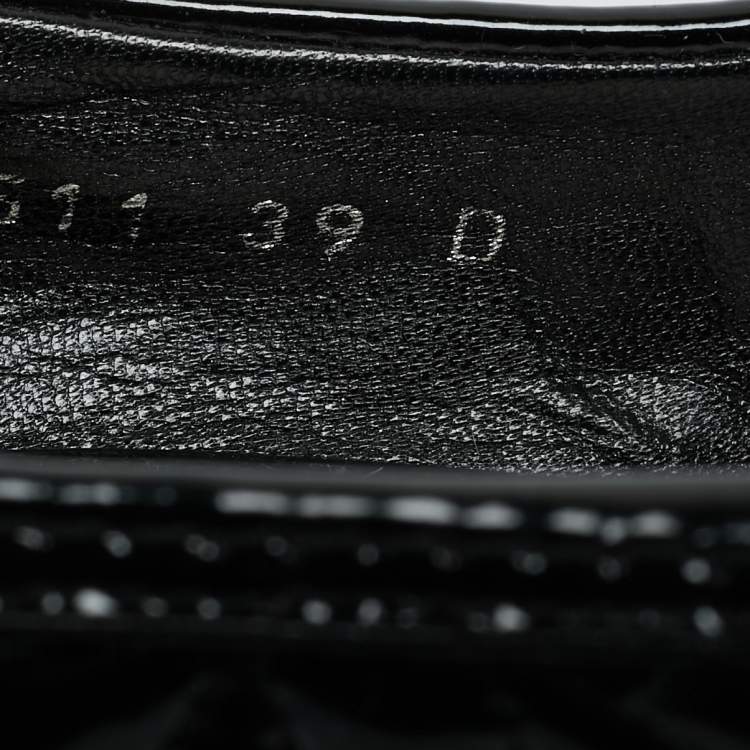 Pre Owned Dior Black Cannage Patent Leather Bow Pumps Size 39