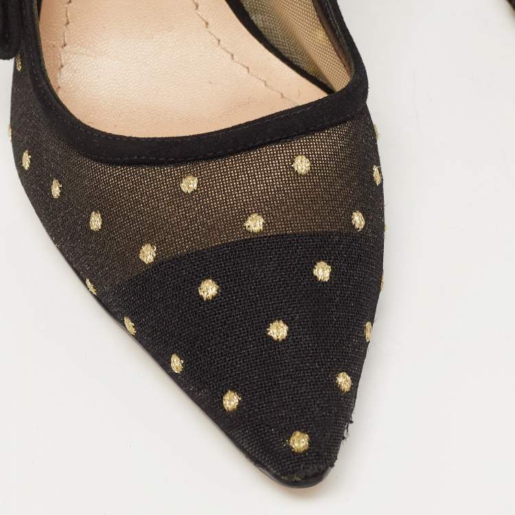 Pre Owned Dior Black Mesh And Suede J'adior Slingback Pumps Size  37.5