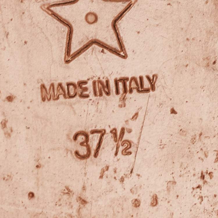 Pre Owned Dior Burgundy Leather D-Club Flat Slides Size 37.5 