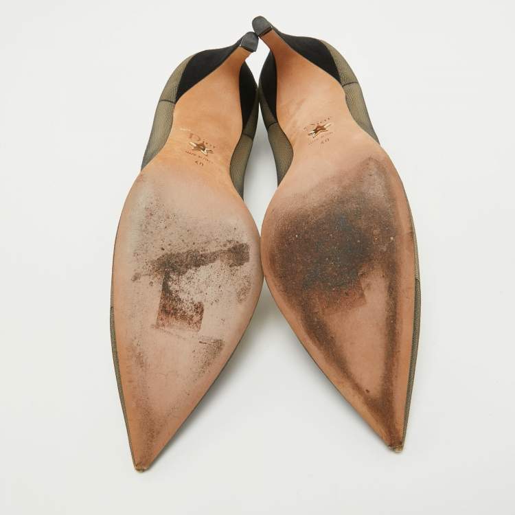 Pre Owned  Dior Beige/Black Suede and Mesh Surreal Eye Pumps Size 40