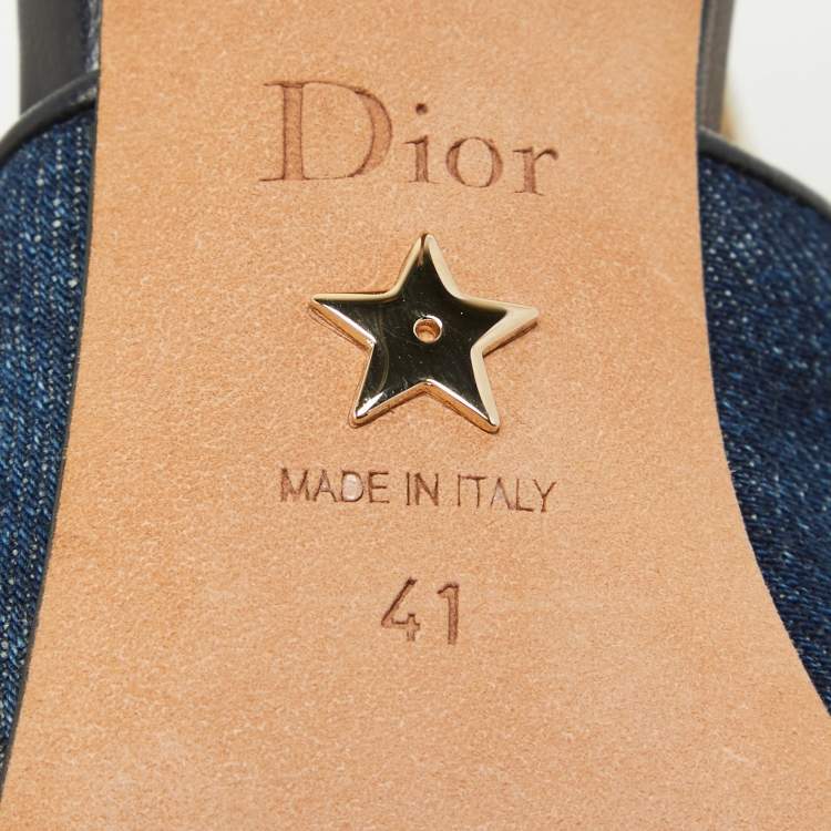 Pre Owned Dior Blue Denim Patchwork J'Adior Slingback Pumps Size 41 