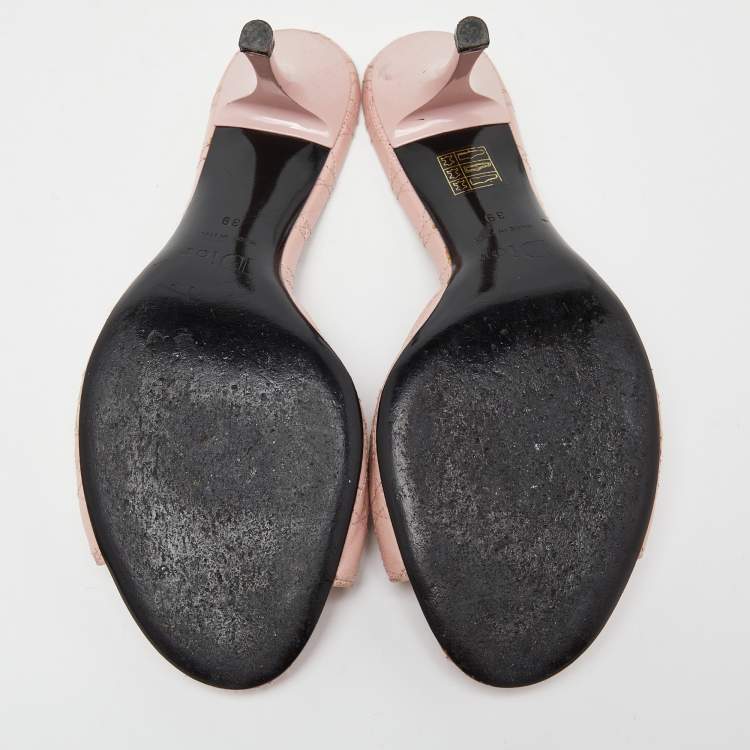 Pre Owned Dior Pink Cannage Leather Logo Slide Sandals Size 39