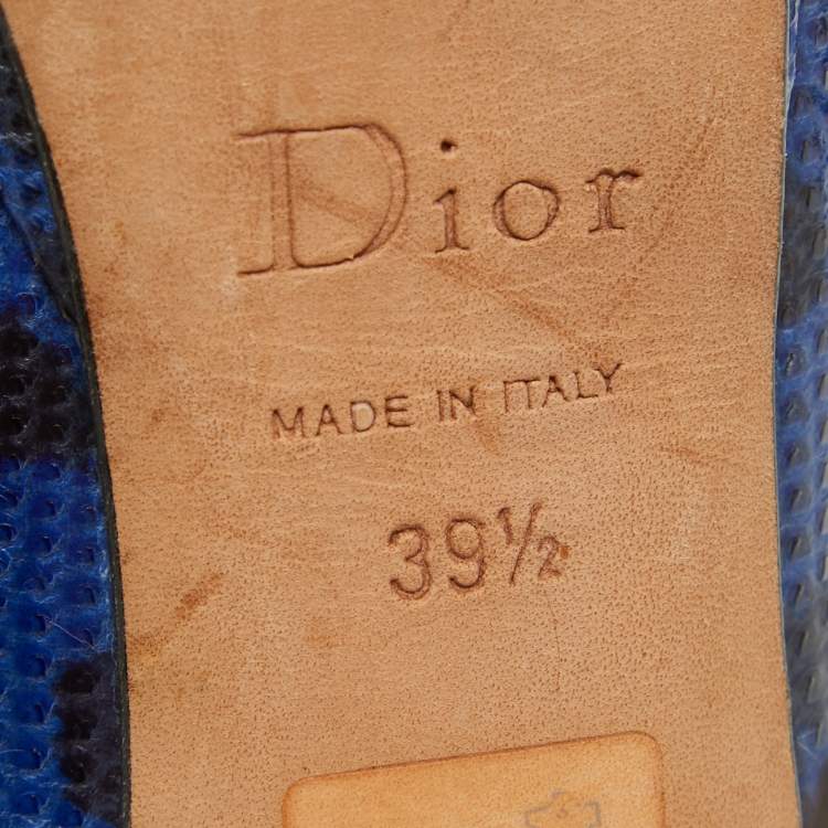 Pre Owned Dior Navy Blue/Black Sneak Embossed Miss Dior Pumps Size 39.5