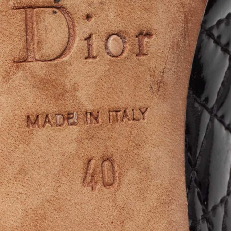 مملوكة مسبقًا Dior Black Cannage Patent Leather Peep Toe Platform Pumps Size 40
