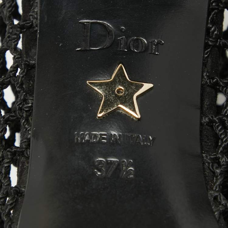 Pre Owned Dior Black Mesh and Suede Naughtily D Ankle Boots Size 37.5