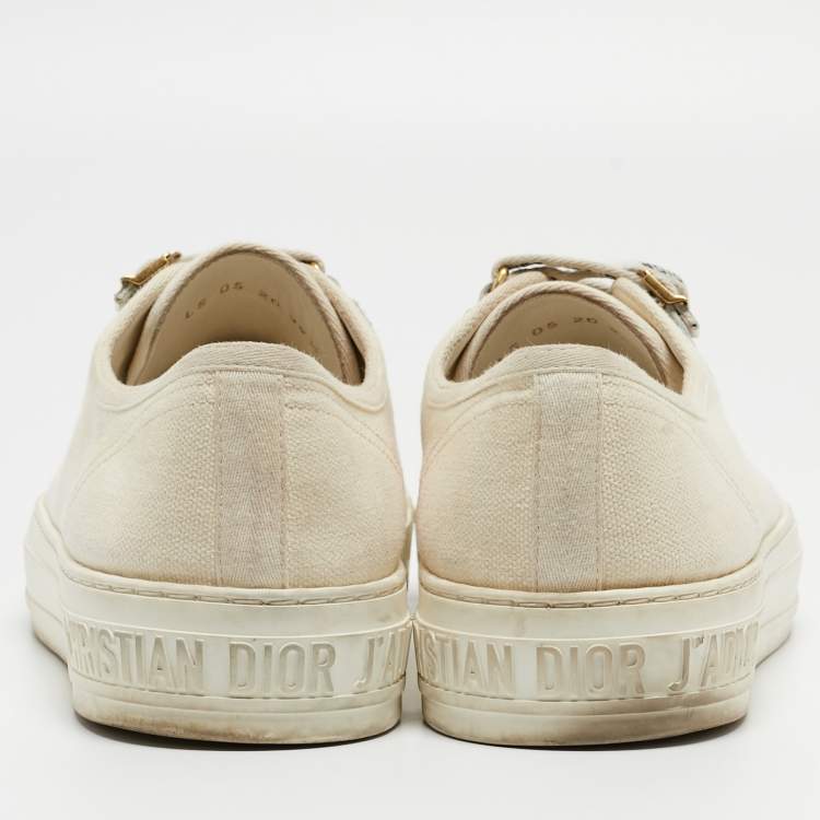 Pre Owned Dior White Canvas Walk'n'Dior Low Top Sneakers Size 39.5