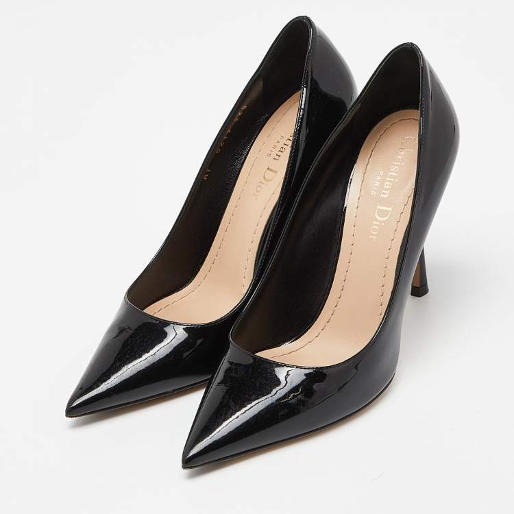 Pre Owned Dior Black Patent Leather Pointed Toe Pumps Size 36.5