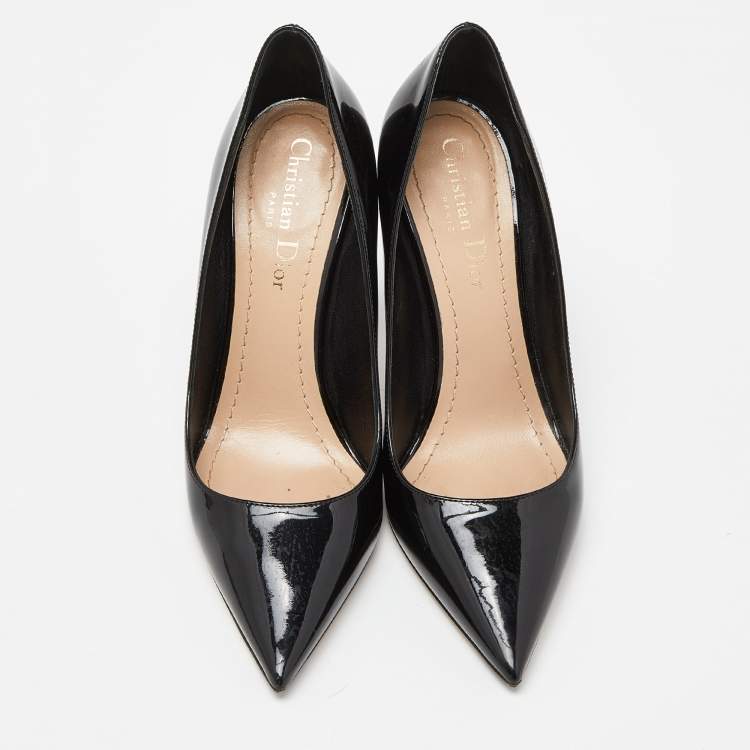 Pre Owned Dior Black Patent Leather Pointed Toe Pumps Size 36.5