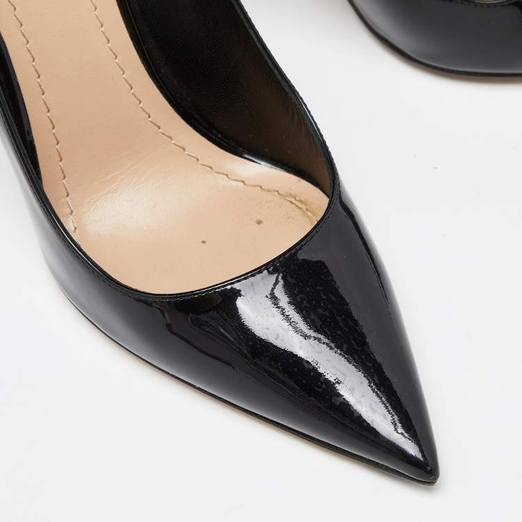 Pre Owned Dior Black Patent Leather Pointed Toe Pumps Size 36.5