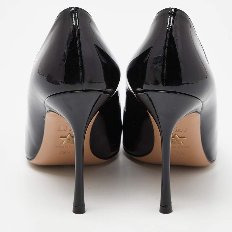 Pre Owned Dior Black Patent Leather Pointed Toe Pumps Size 36.5