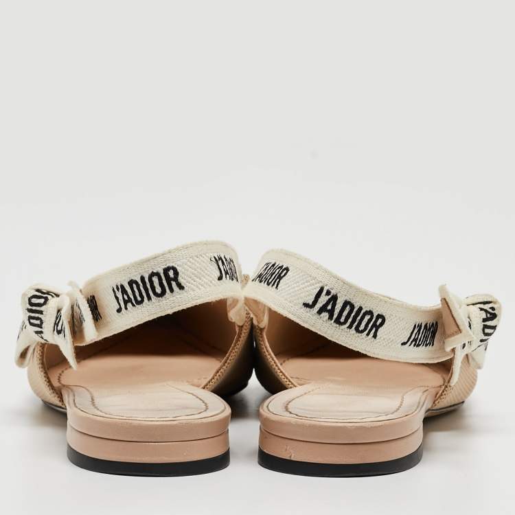 Pre Owned Dior Beige Technical Fabric J'Adior Ballerina Slingback Flats Size 36.5