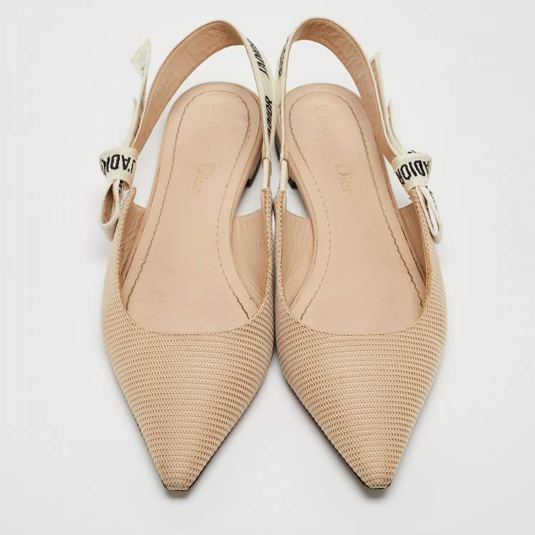 Pre Owned Dior Beige Technical Fabric J'Adior Ballerina Slingback Flats Size 36.5