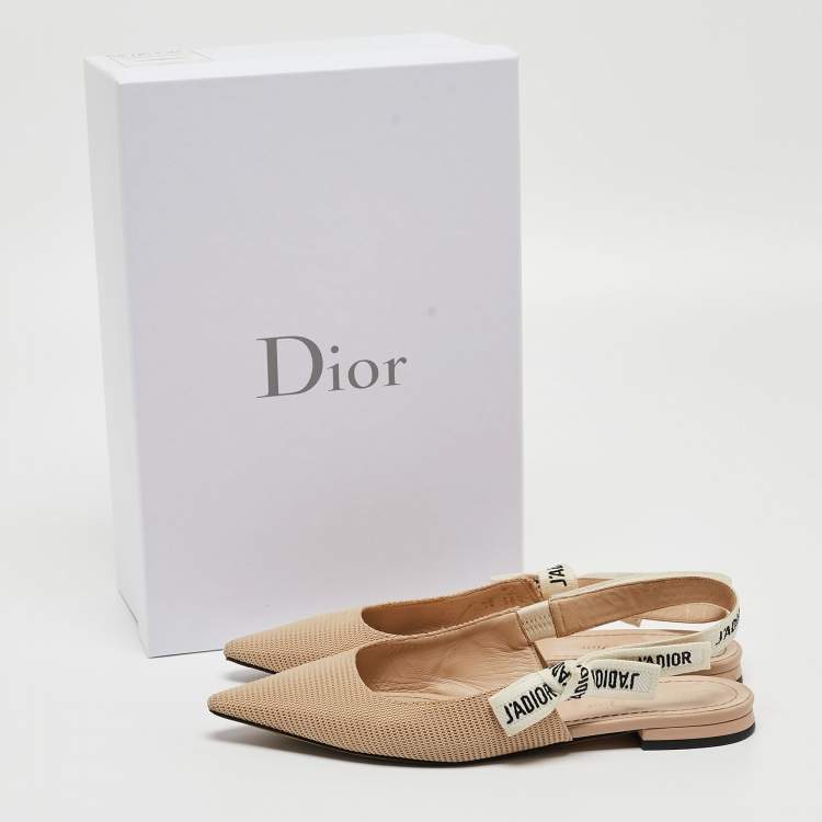 Pre Owned Dior Beige Technical Fabric J'Adior Ballerina Slingback Flats Size 36.5