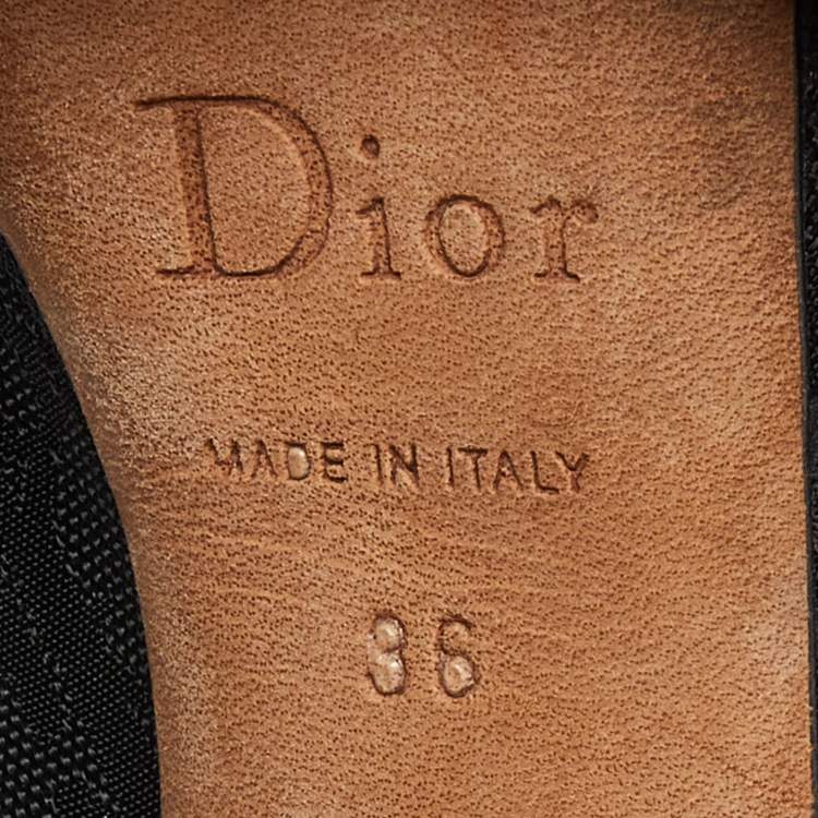 Pre Owned Dior Black Oblique Fabric Peep Toe Platform Slingback Pumps Size 36