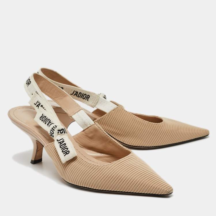 Pre Owned Dior Beige Canvas  J'Adior Slingback Pumps Size 38